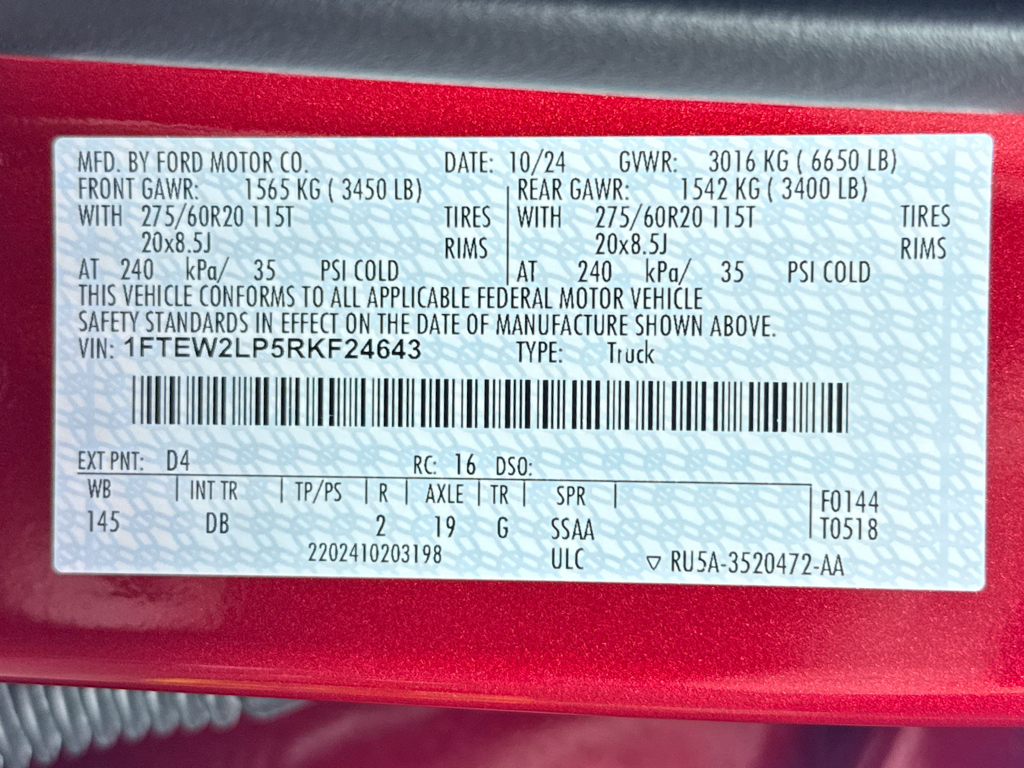 Used 2024 Rapid Red Metallic Tinted Clearcoat Ford STX image 31
