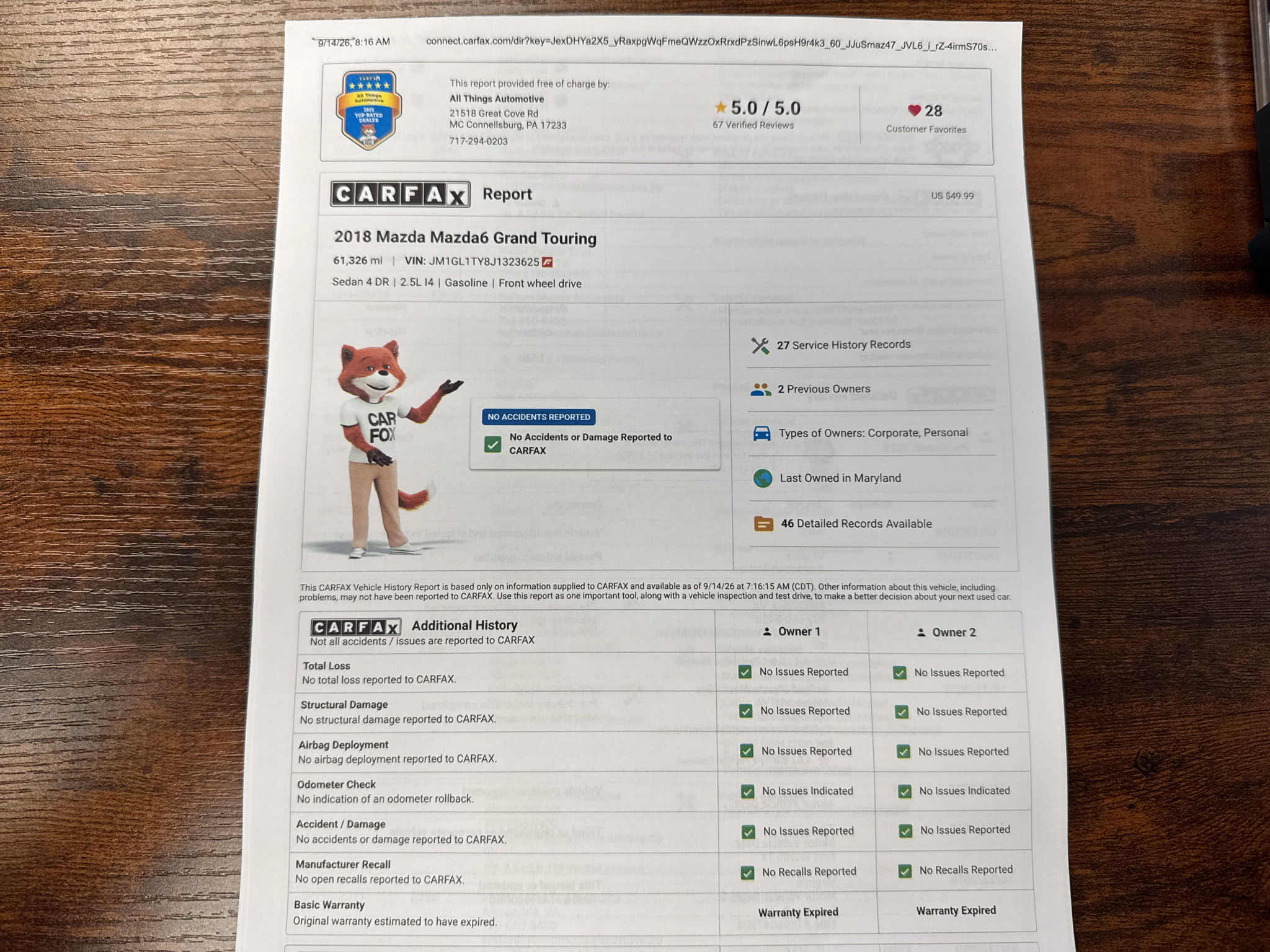 Used 2018 Mazda Mazda6 Sedan