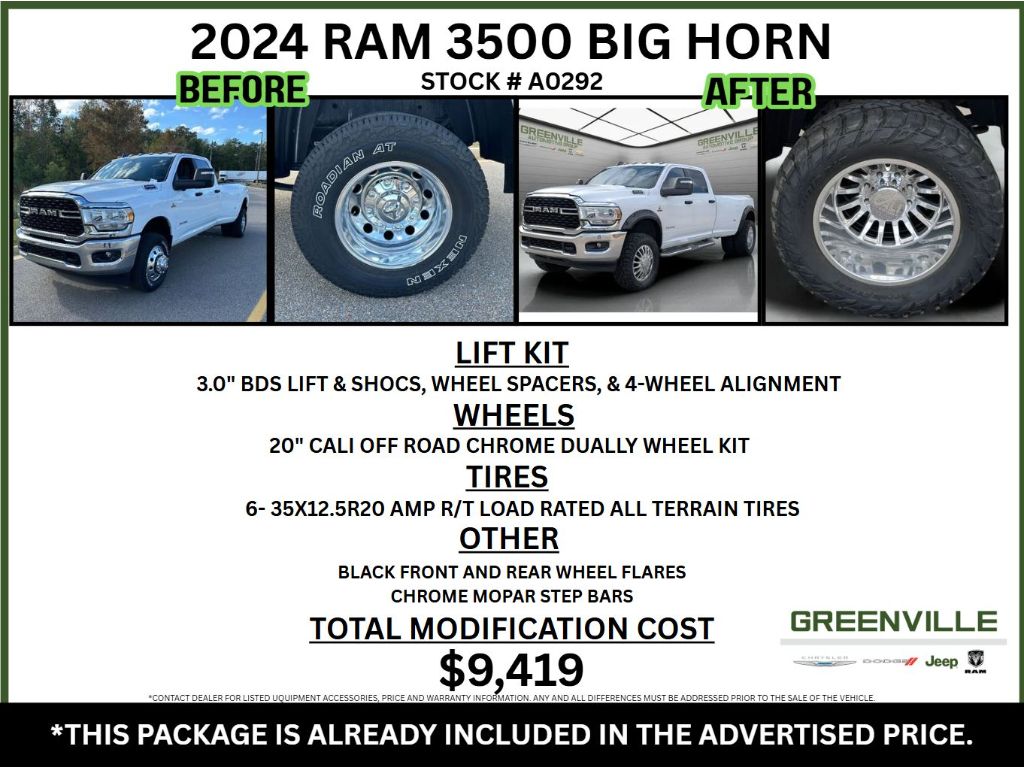 2024 Ram 3500 Big Horn 6.7L Cummins 4X4 DRW Crew Cab - Bright White Clearcoat exterior view 2
