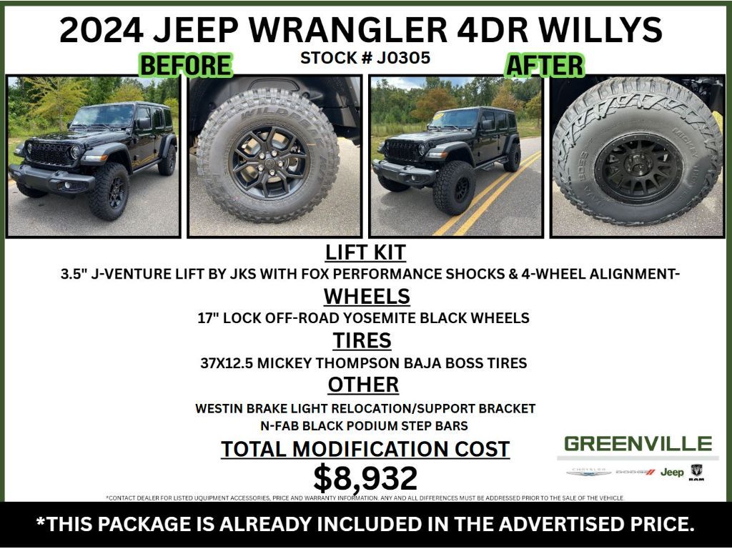 2024 Jeep Wrangler Willys Sport - Black Clearcoat exterior view 2