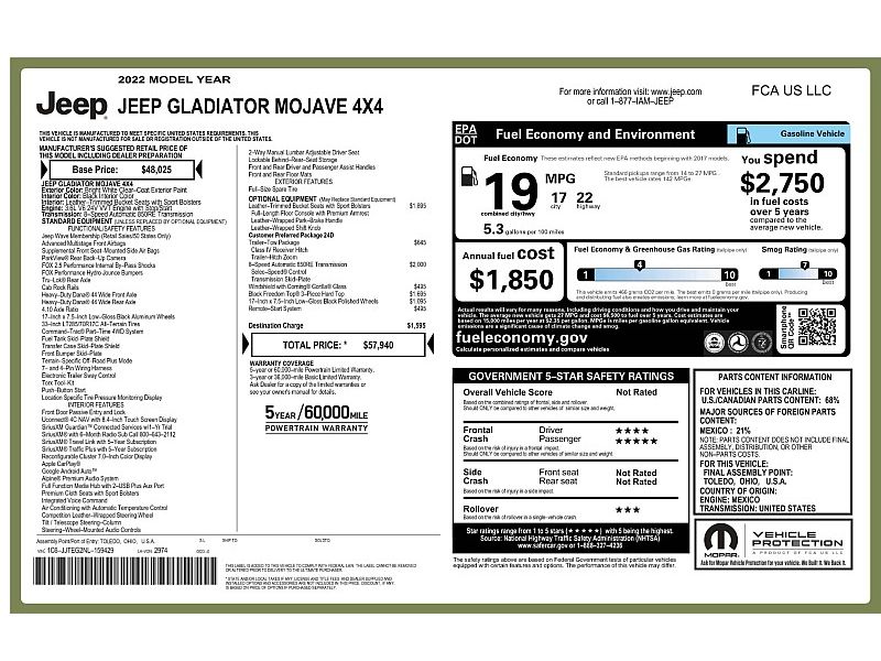 used 2022 JEEP GLADIATOR Mojave