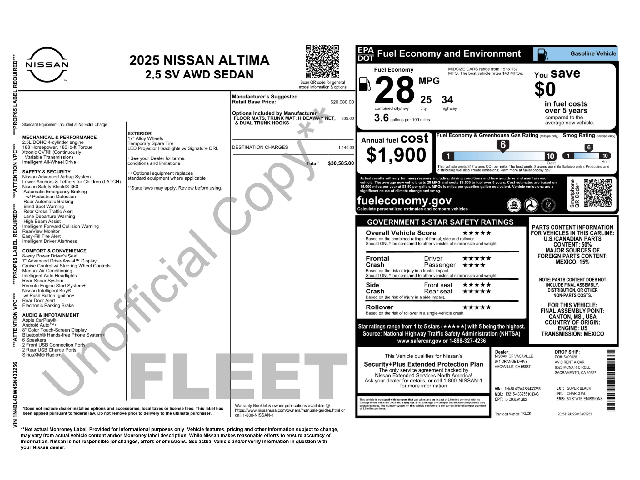 Used 2025 Nissan Altima SV with VIN 1N4BL4DW4SN433256 for sale in Kansas City