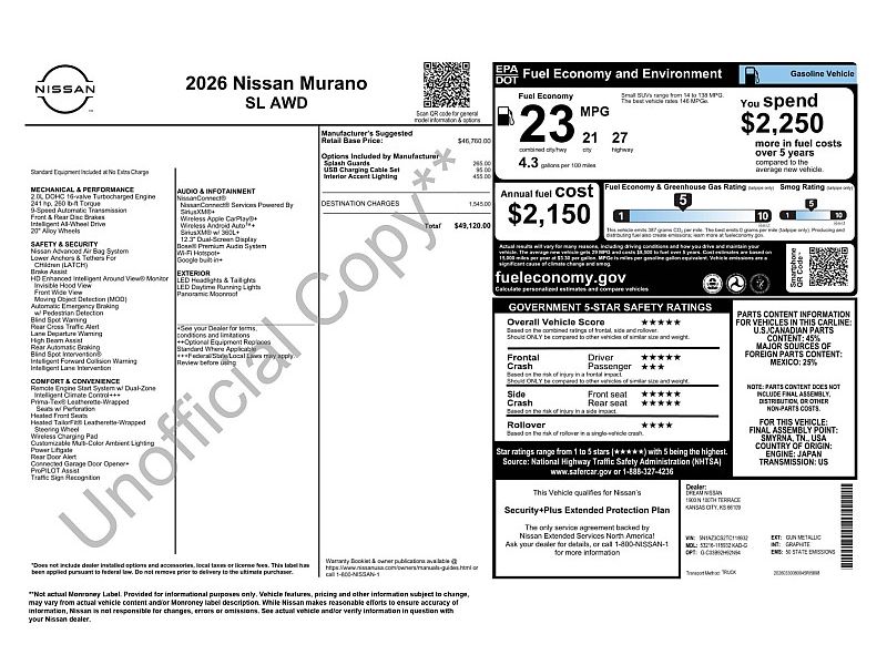 new 2026 NISSAN MURANO SL