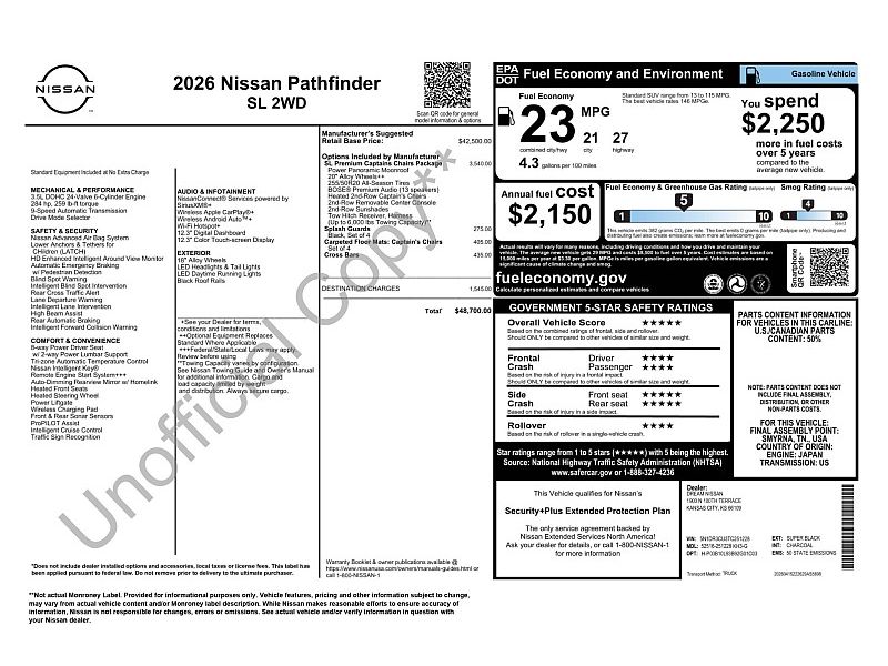 new 2026 NISSAN PATHFINDER SL