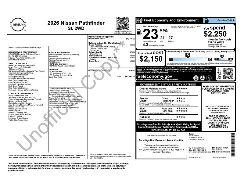 new 2026 NISSAN PATHFINDER SL