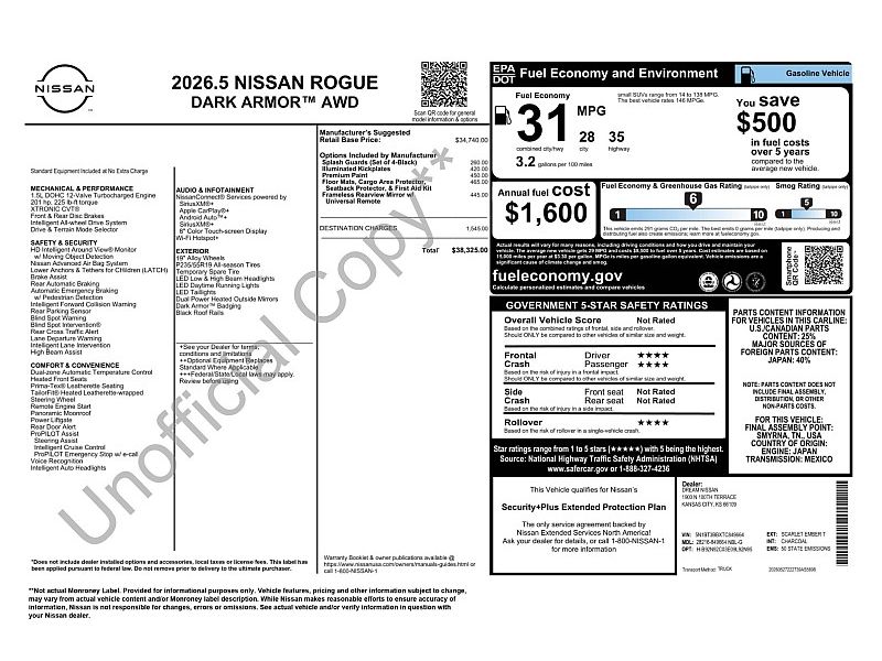 new 2026 NISSAN ROGUE 2026.5 AWD Dark Armor