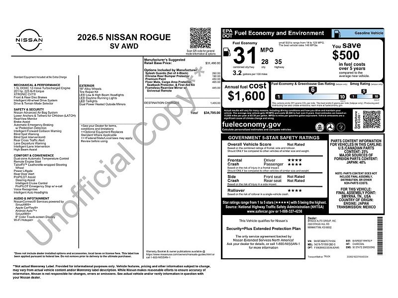 new 2026 NISSAN ROGUE SV