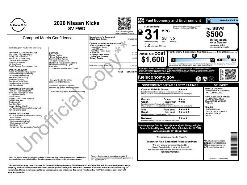 new 2026 NISSAN KICKS SV