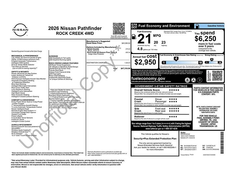 new 2026 NISSAN PATHFINDER Rock Creek 4WD