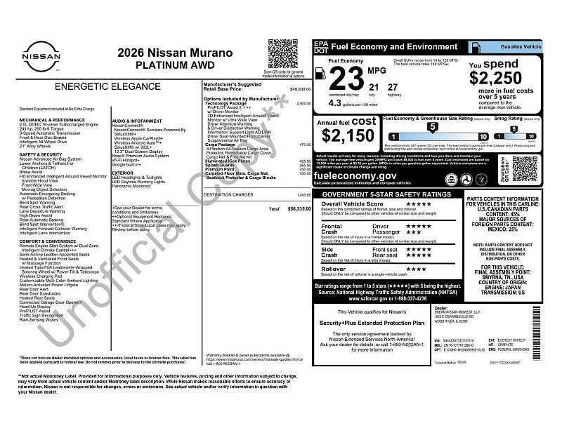 new 2026 NISSAN MURANO Platinum