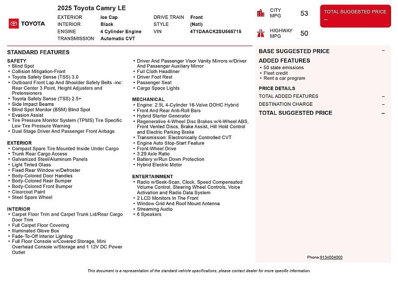 used 2025 TOYOTA CAMRY HYBRID SE