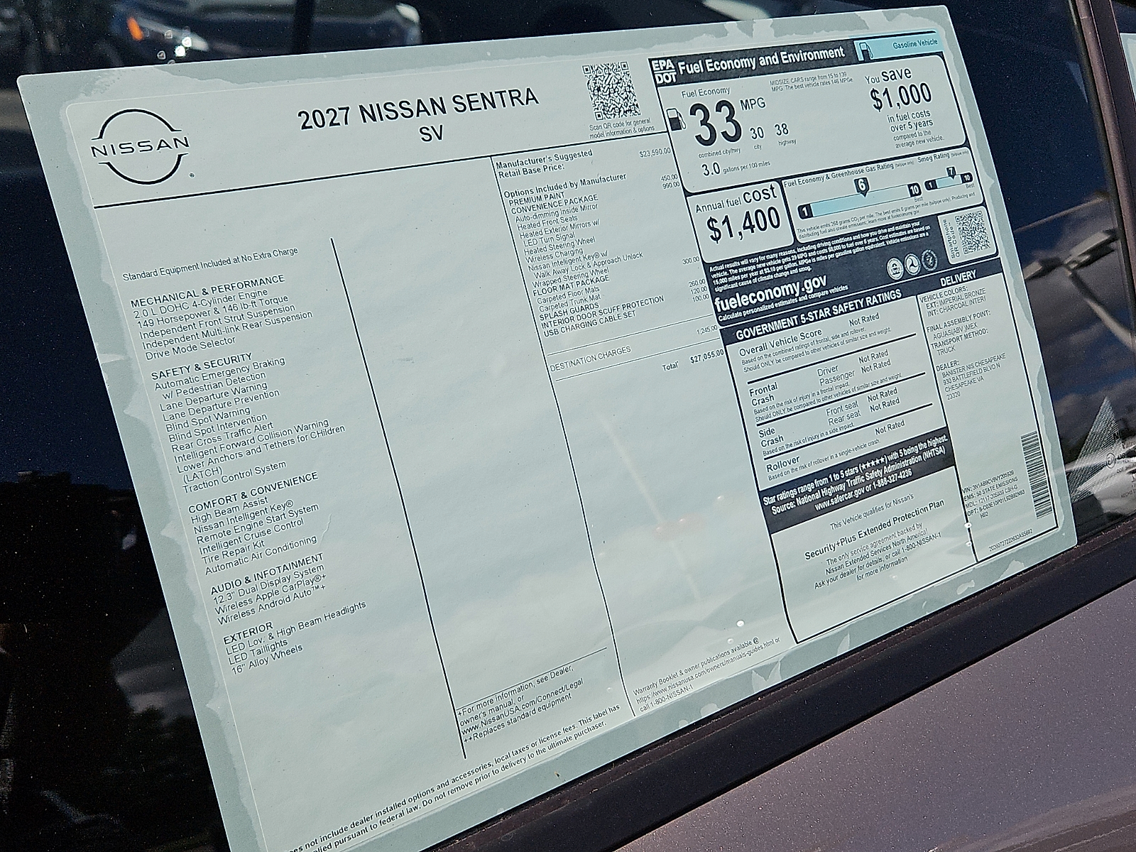 New 2027 Nissan Sentra Sedan
