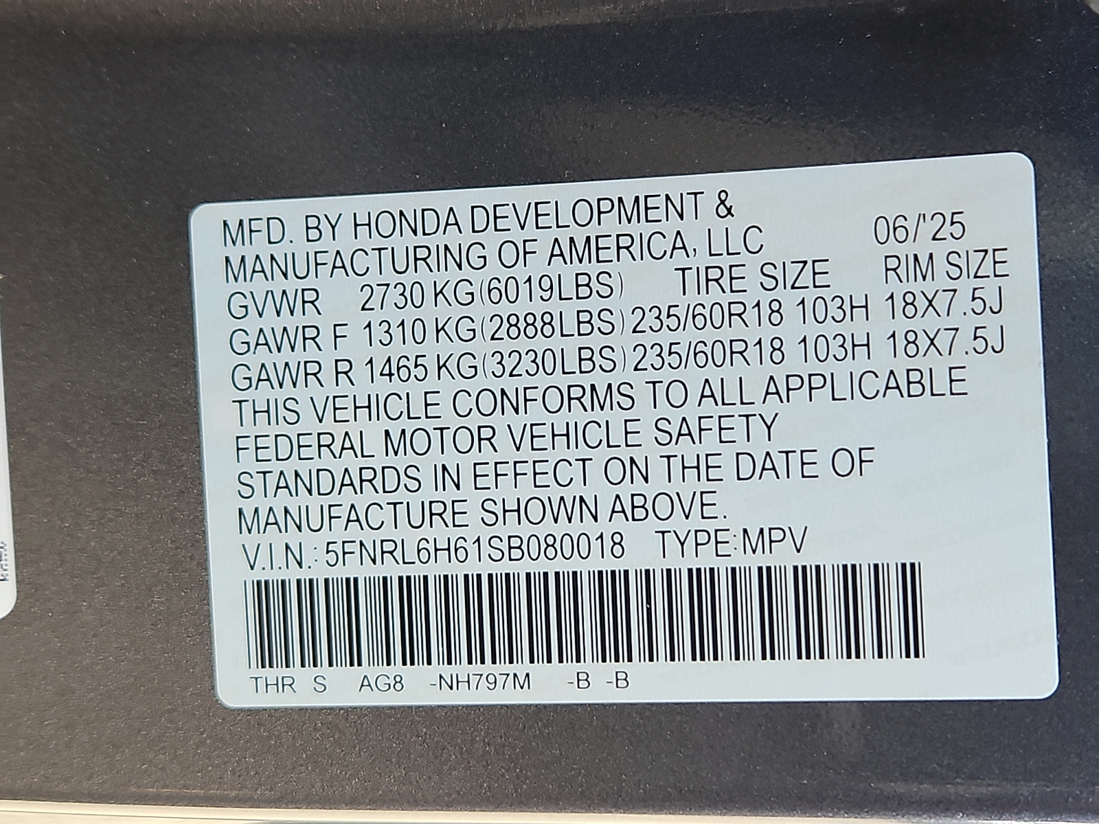 Used 2025 Honda Odyssey Van