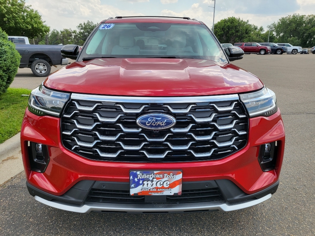 2026 Ford Explorer Platinum - Rapid Red Metallic Tinted Clearcoat exterior view 2