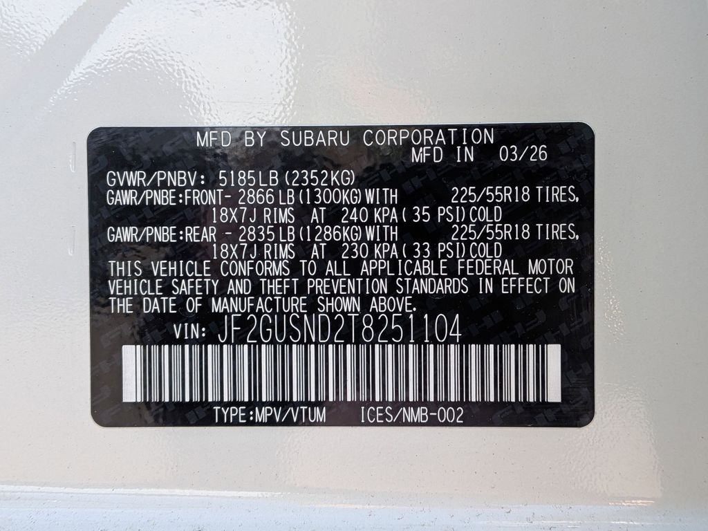 New 2026 Crystal White Pearl Subaru Limited Hybrid image 26