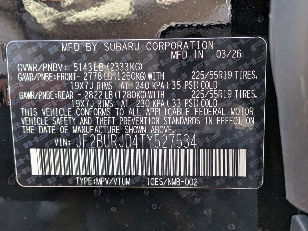 New 2026 Crystal Black Silica Subaru Touring XT image 28