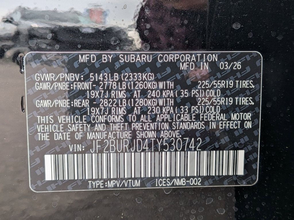 New 2026 Crystal Black Silica Subaru Touring XT image 27
