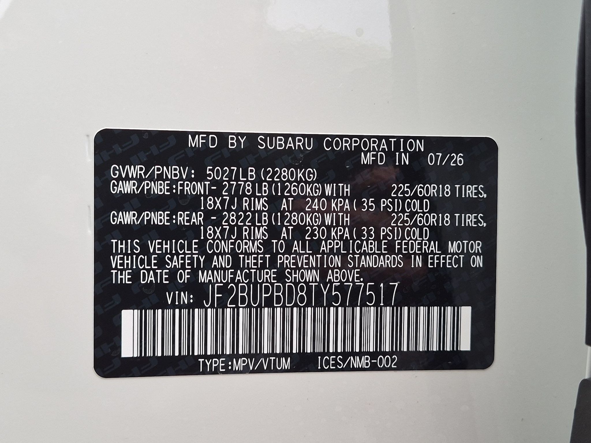 New 2026 Crystal White Pearl Subaru Premium image 26
